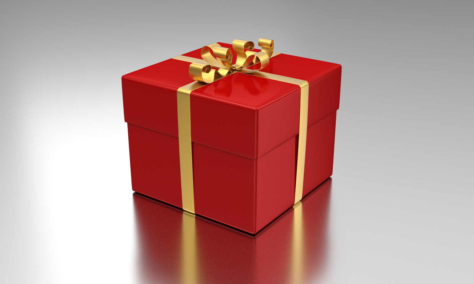 Red Gift Box on White Background